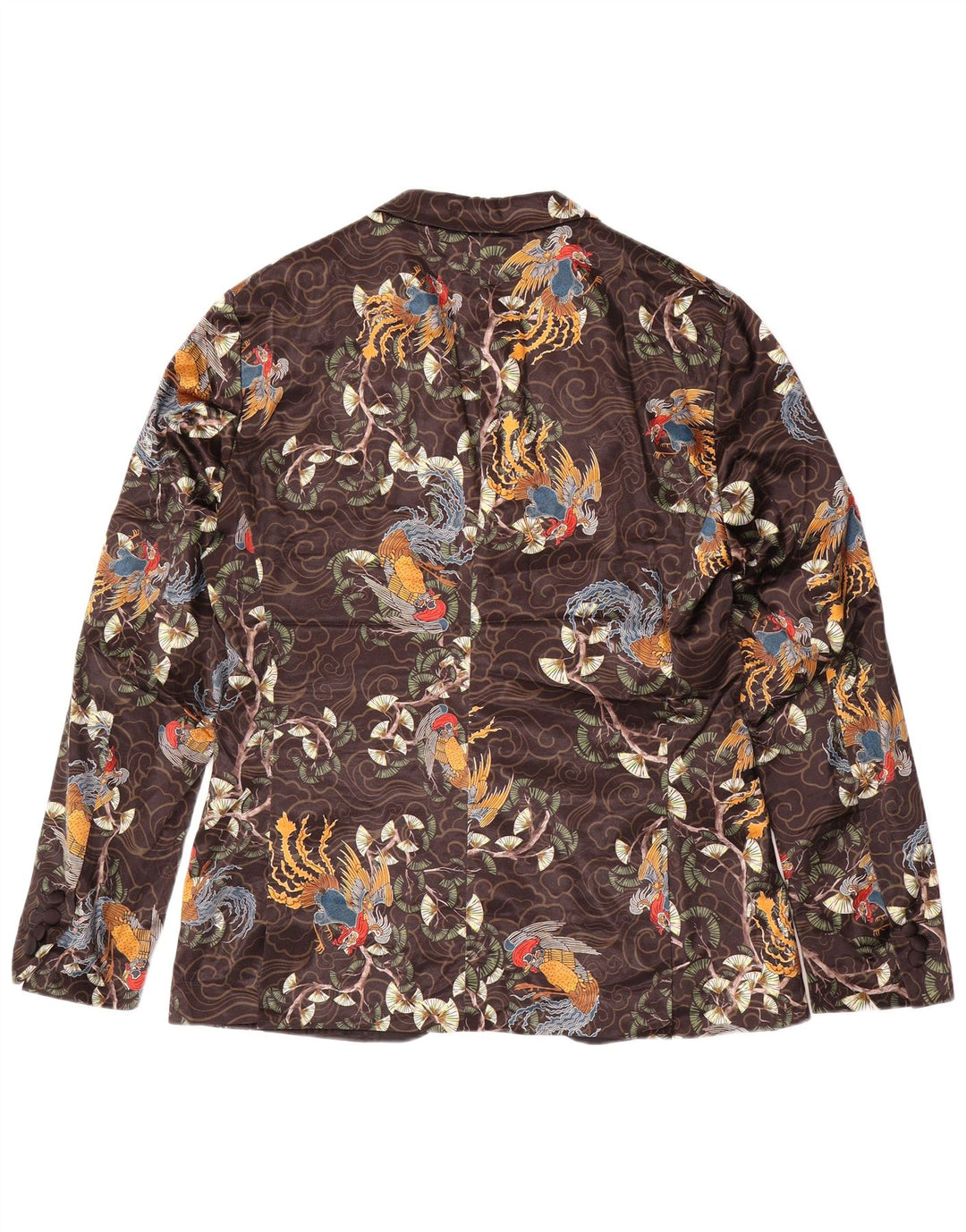 Zara Herre 2-knaps blazerjakke EU 52 Large Brown Floral Polyester