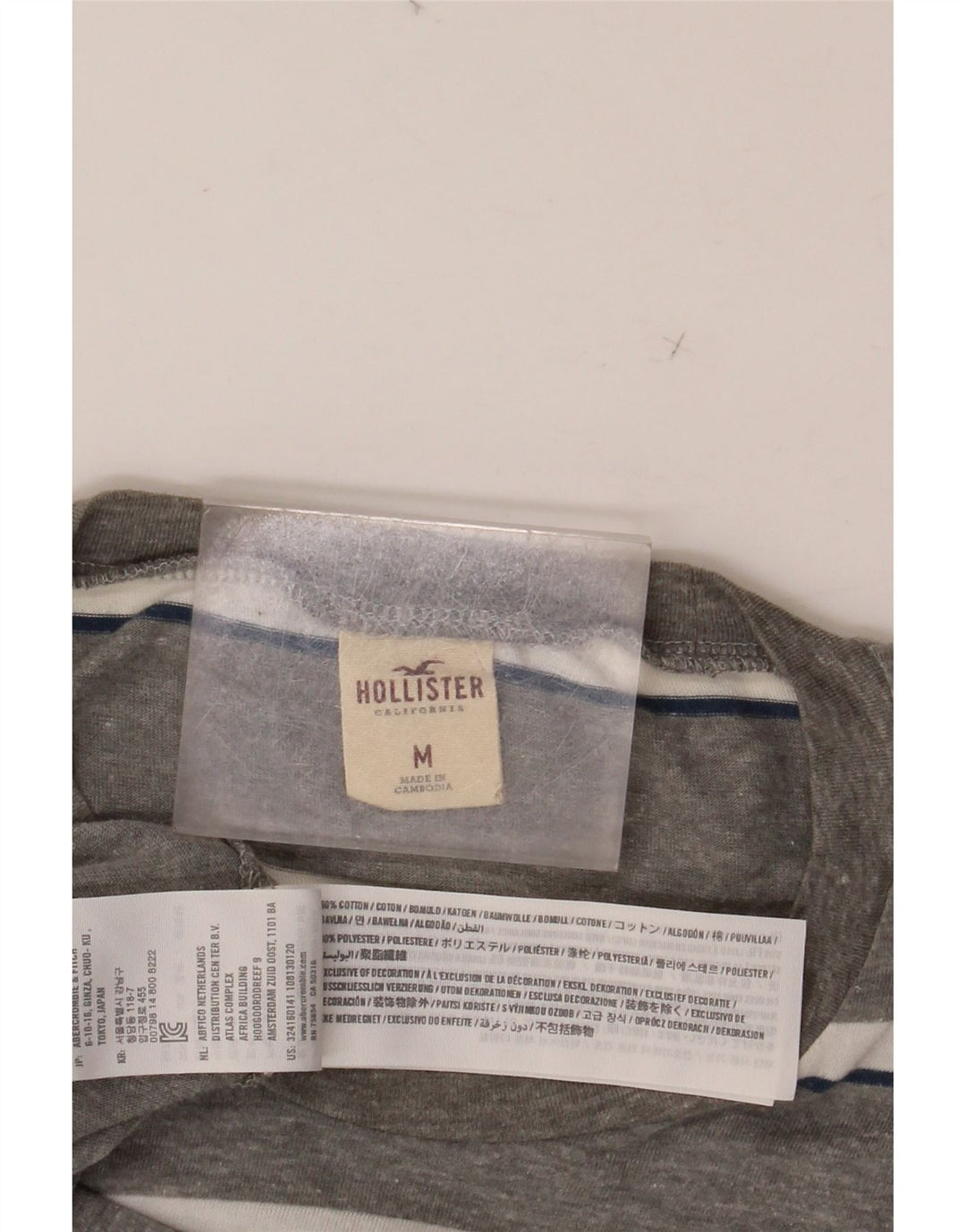 HOLLISTER Herre T-shirt Top mellemgrå stribet bomuld