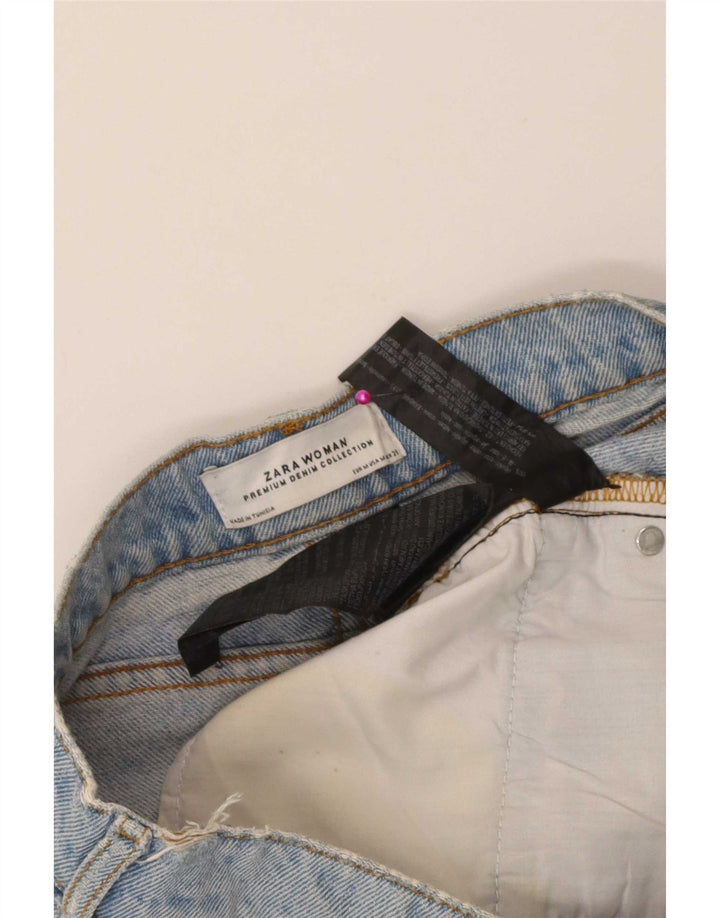 Zara Dame Distressed Mini Denim Nederdel Medium W28 Blå Bomuld