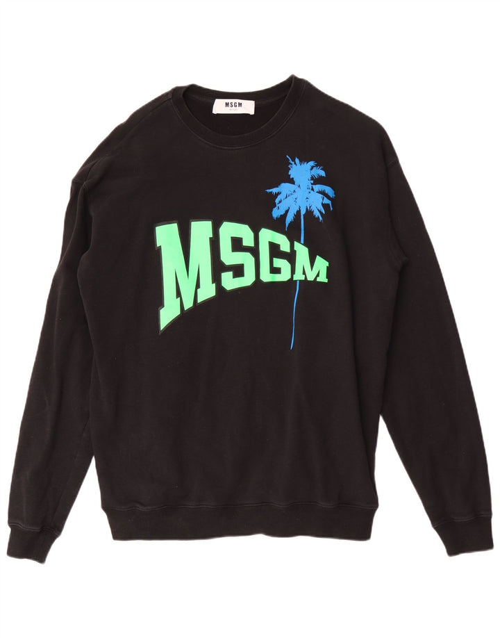 MSGM Herre Milano Grafisk Sweatshirt Jumper Stor Sort Bomuld