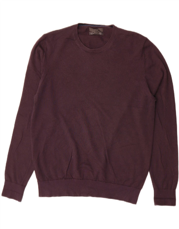 MARKS & SPENCER Herre sweater med rund hals, stor lilla merinould