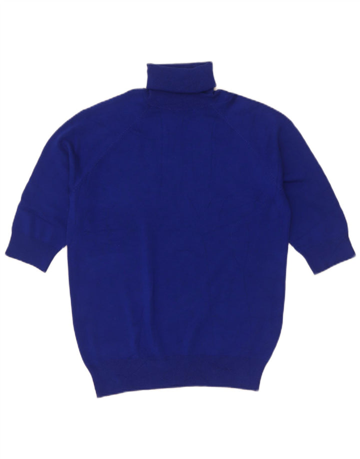 Zara Dame Kortærmet rullehals Jumper Sweater UK 12 Medium Blue Viscose