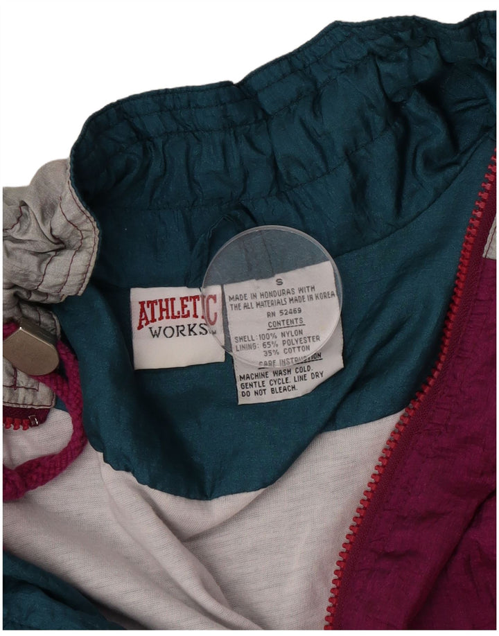 Vintage oversized træningsdragt topjakke til kvinder Lille Pink Colourblock Nylon