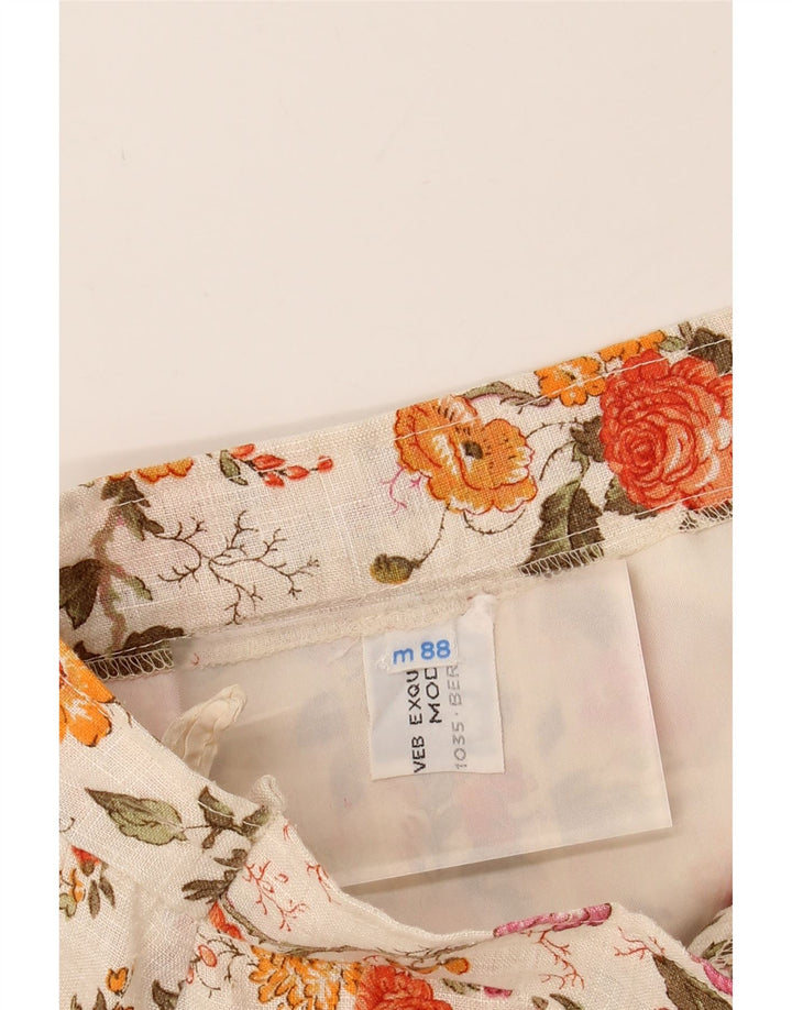 VINTAGE Womens A-Line Skirt W26 Small  Beige Floral Vintage Vintage and Second-Hand Vintage from Messina Hembry 