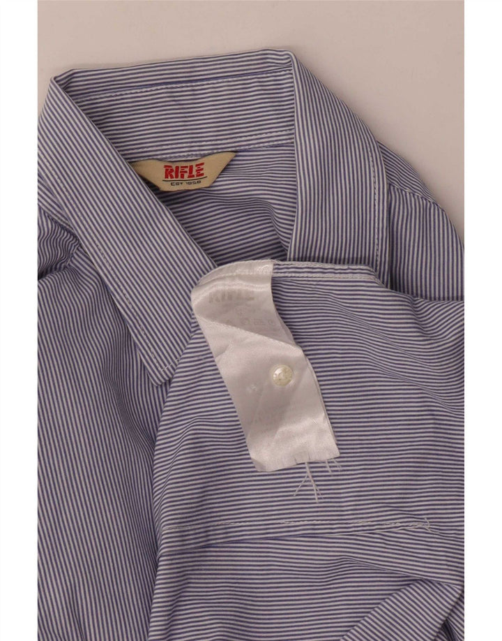 Rifle Herreskjorte Medium Blue Pinstripe Bomuld
