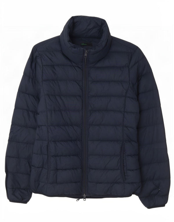 Benetton Dame Polstret Jakke UK 10 Small Navy Blue