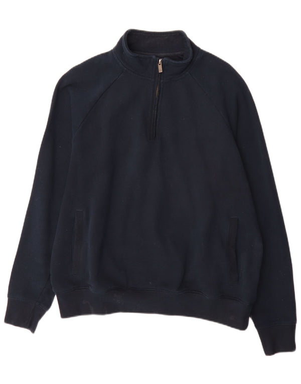 Marks & Spencer Herre 1/4 Zip Regular Fit Sweatshirt Jumper Medium Navyblå