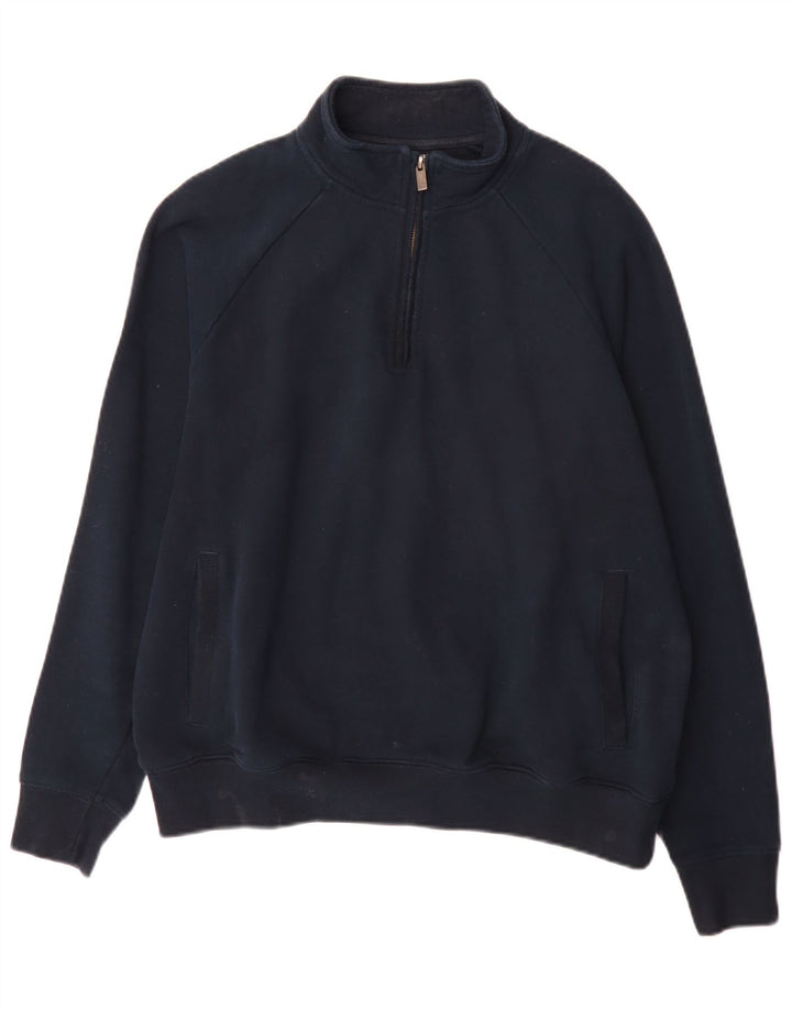 Marks & Spencer Herre 1/4 Zip Regular Fit Sweatshirt Jumper Medium Navyblå
