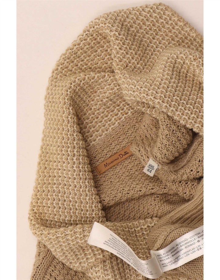 Massimo Dutti Herre Shawl Neck Jumper Sweater 2XL Beige Bomuld