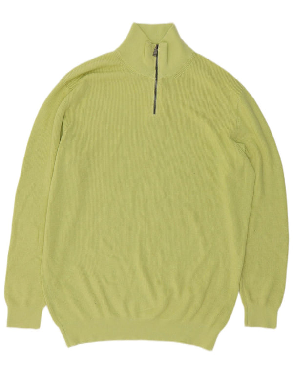 Massimo Dutti Herre Zip Neck Jumper Sweater XL Grøn Bomuld