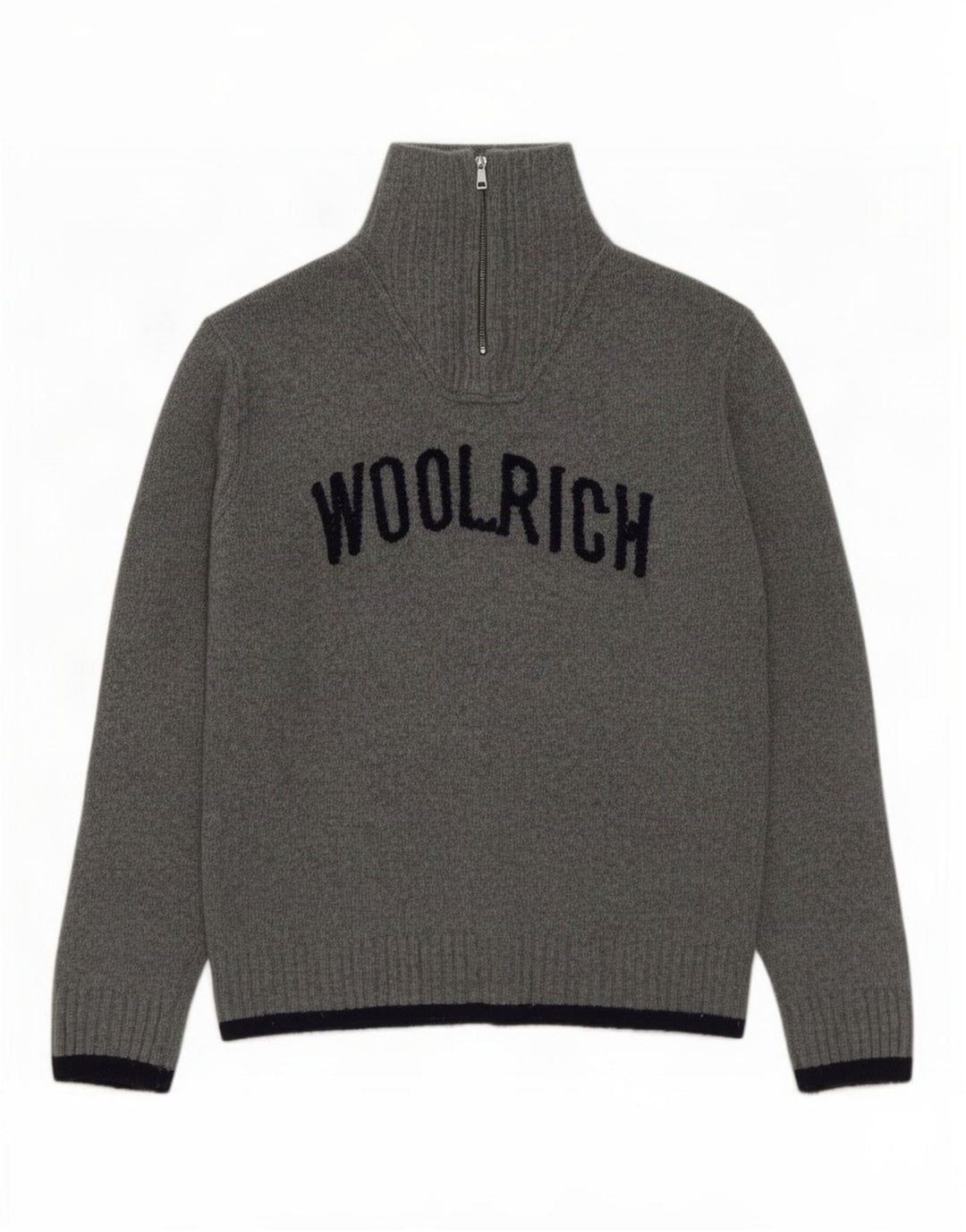 Woolrich Herre Grafisk Zip Neck Jumper Sweater XL Grå Uld