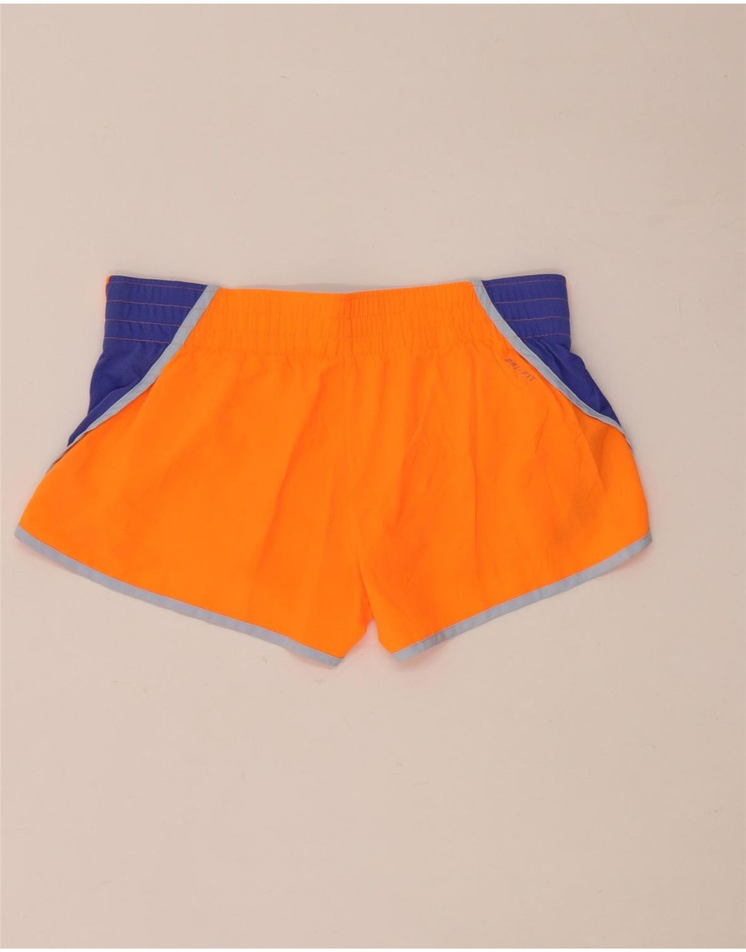 Nike Dame Dri Fit Sports Shorts UK 14 Medium Orange Colourblock Polyester
