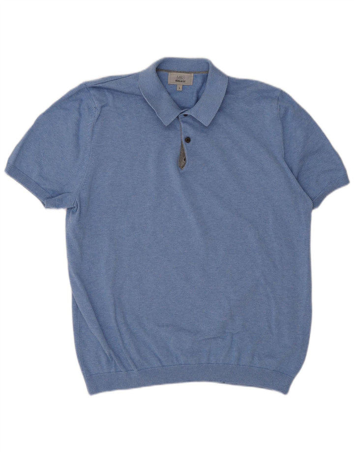 Marks & Spencer Herre Kortærmet Polo Neck Sweater Stor Blå