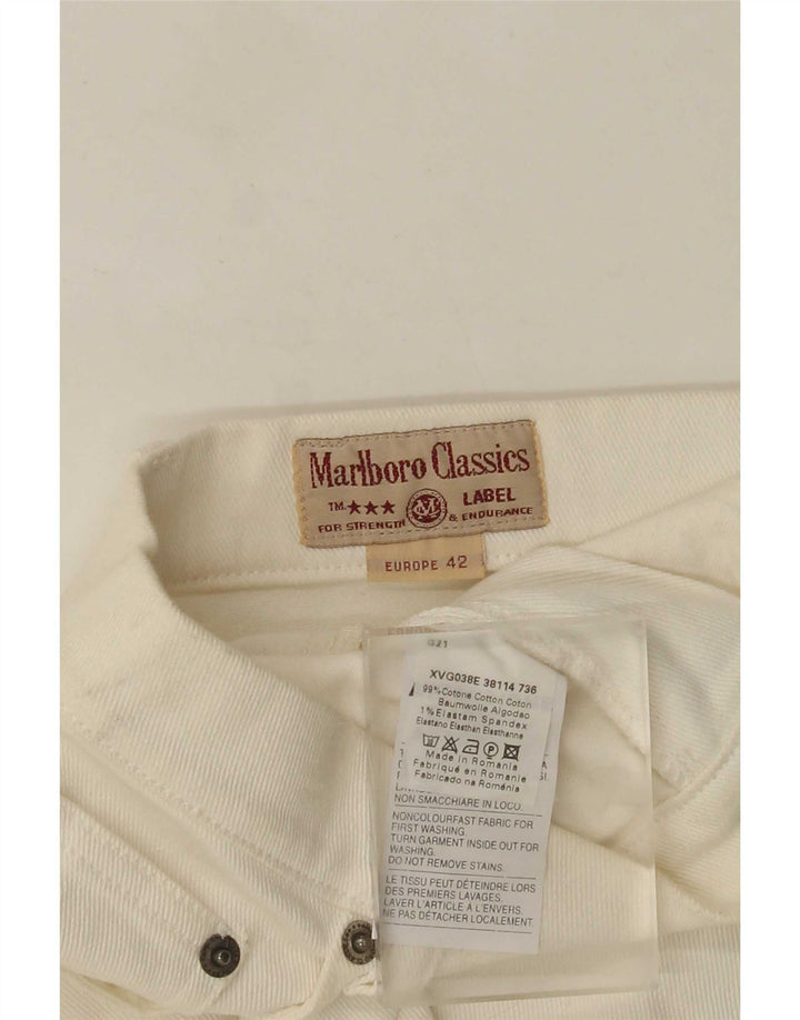 Marlboro Classics Dame Denim Nederdel IT 42 Medium W28 Hvid Bomuld