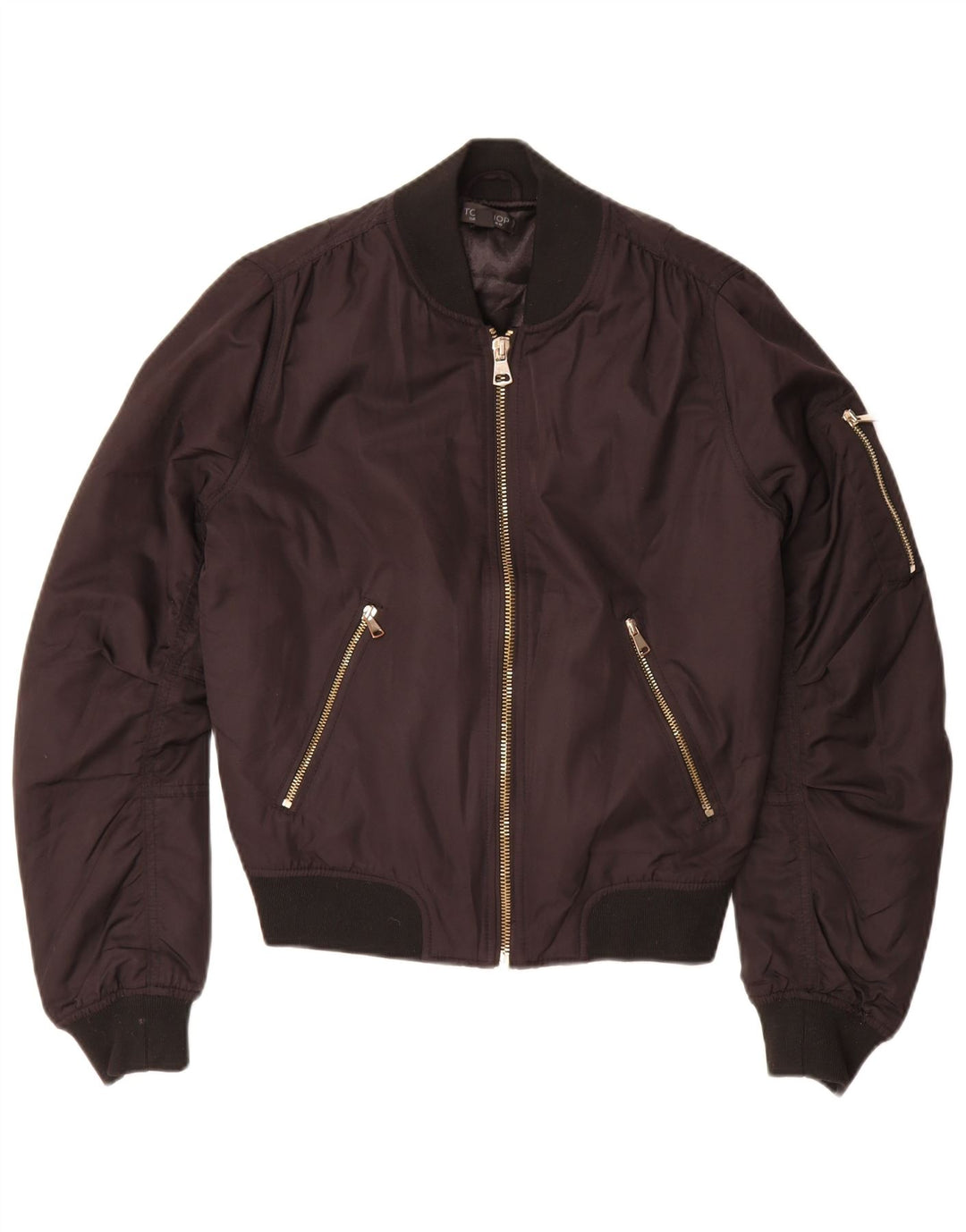 Topshop Dame Oversized Bomber Jacket UK 10 Small Black Polyester