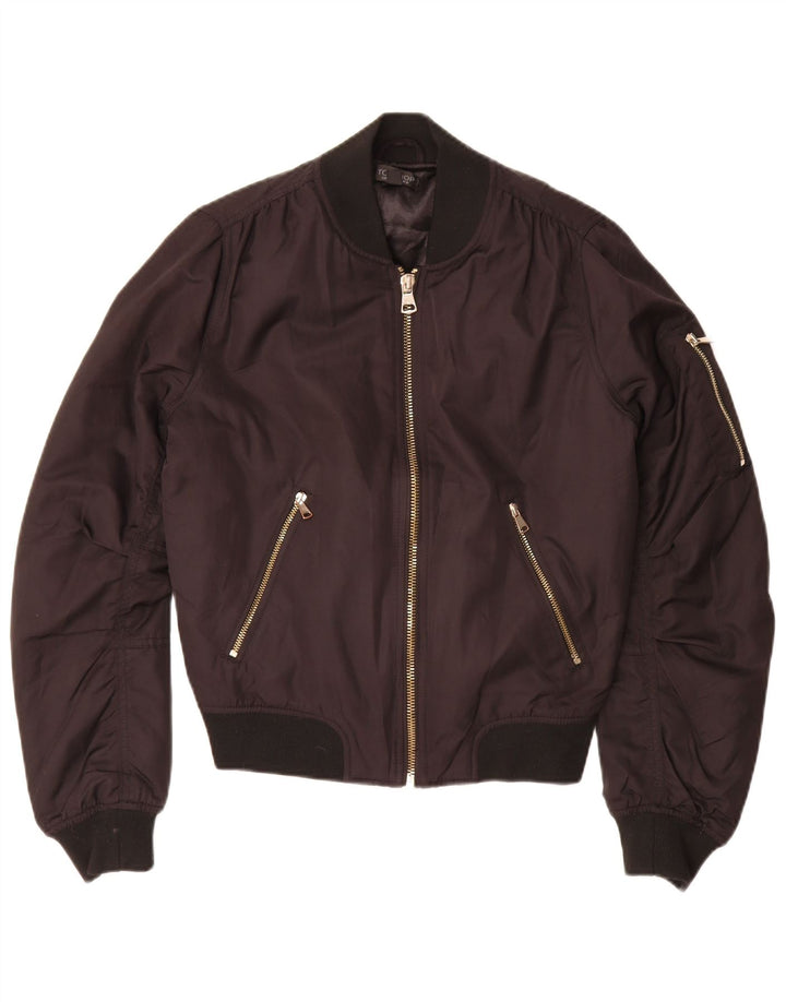 Topshop Dame Oversized Bomber Jacket UK 10 Small Black Polyester