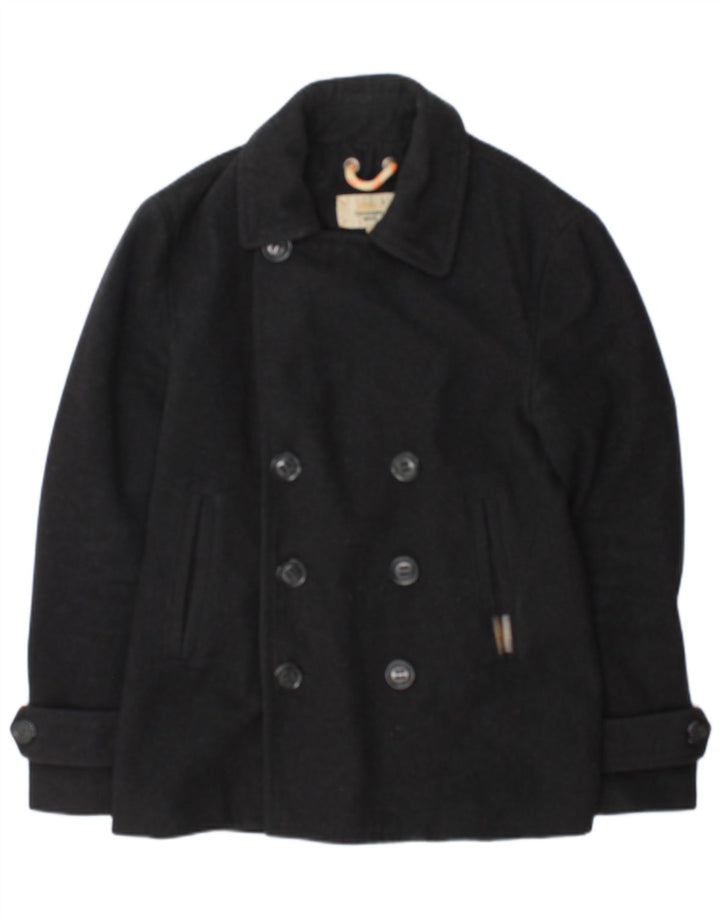 Superdry Herre Commodity Pea Coat UK 38 Medium Grey Wool