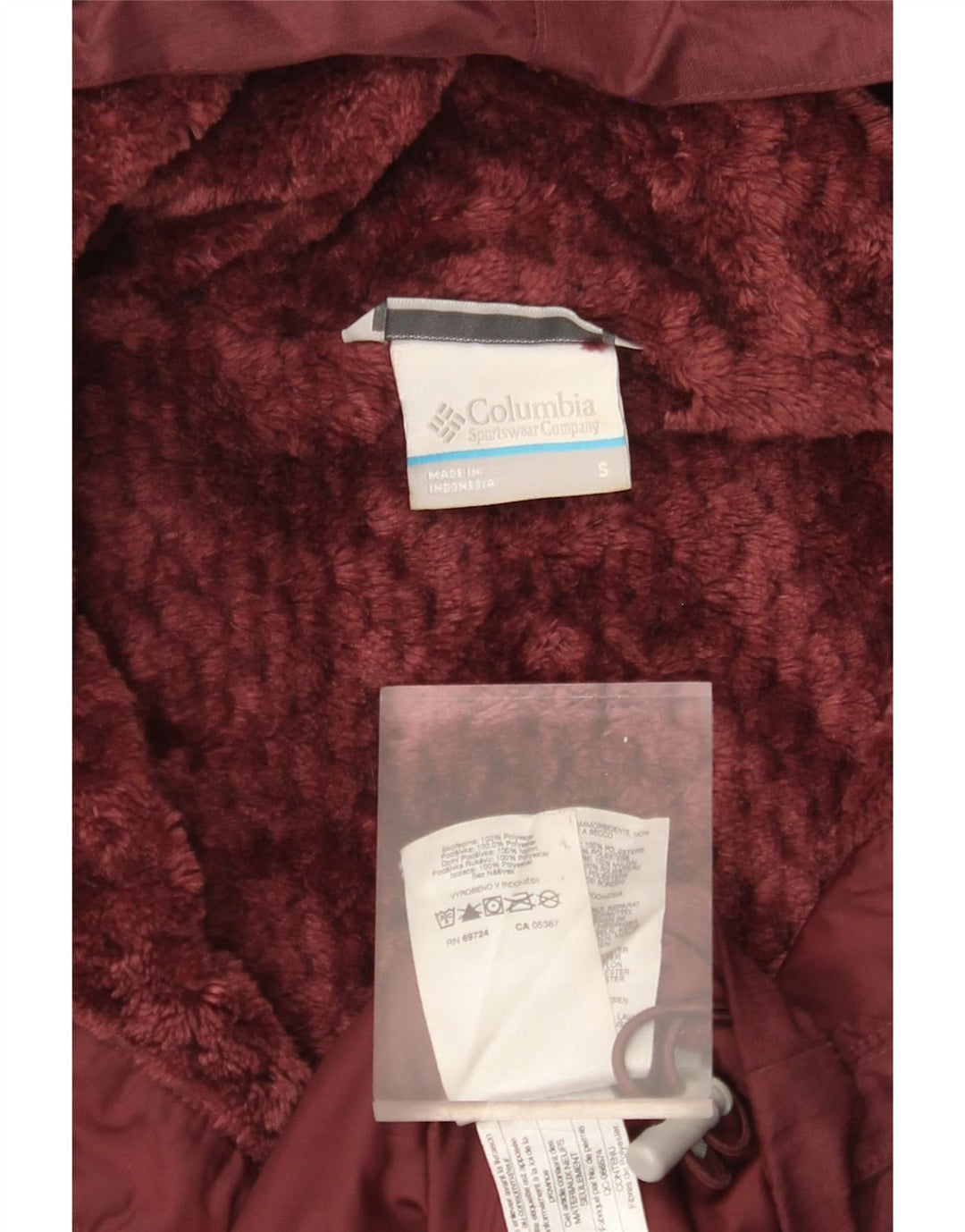 COLUMBIA Dame Hætte Oversized Windbreaker Jacket UK 10 Small Burgundy