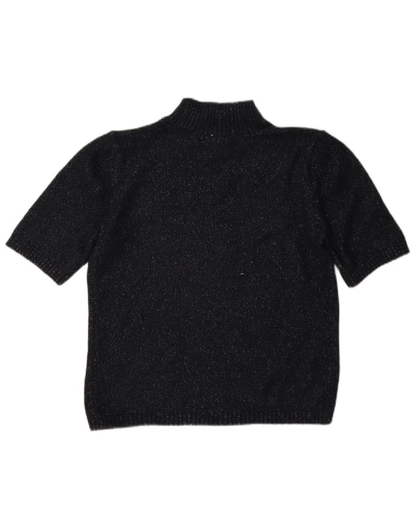 Marks & Spencer Dame Turtle Neck Sweater UK 10 Small Black Flecked