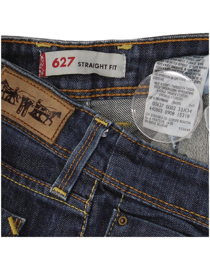 LEVI'S Dame 627 Straight Jeans W33 L29 Marineblå Bomuld