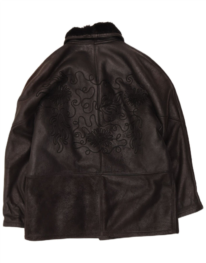 Vintage Dame Oversized Shearling Jacket IT 42 Medium Black Shearling