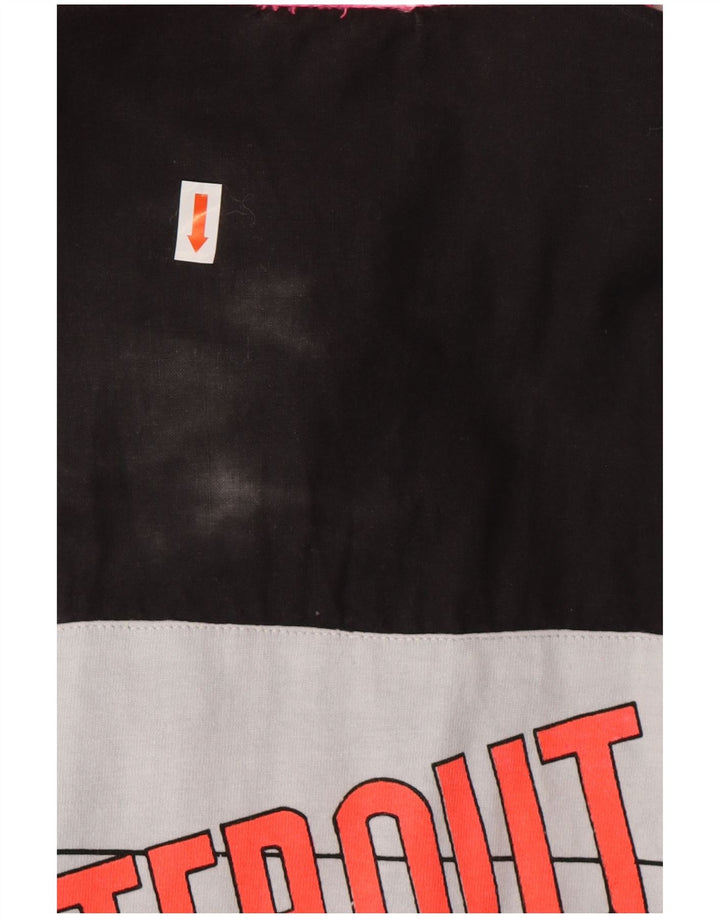 VINTAGE Grafisk træningsdragt topjakke til kvinder UK 18 XL Sort Colourblock