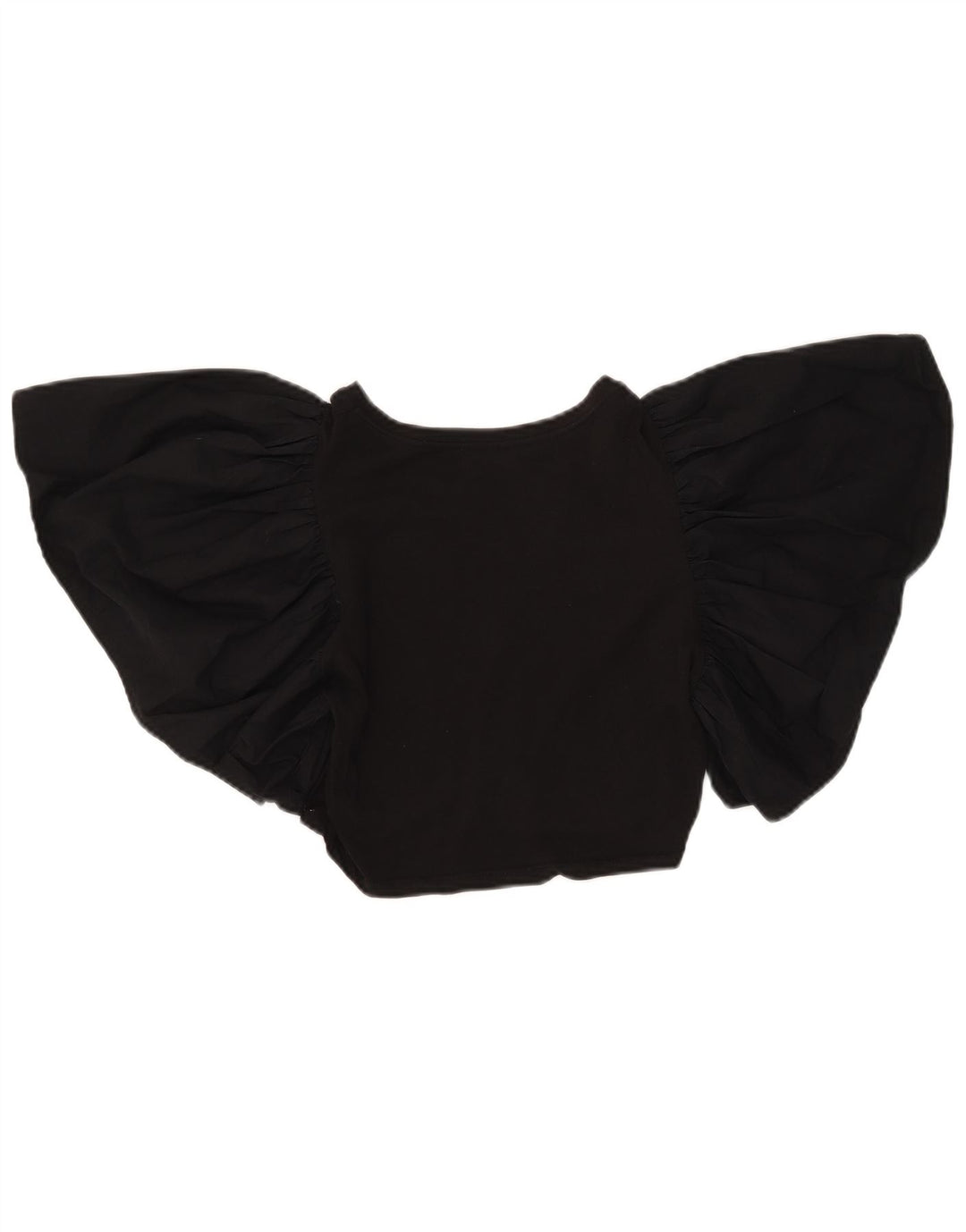 Zara Womens Crop Batwing Bluse Top UK 12 Medium Black