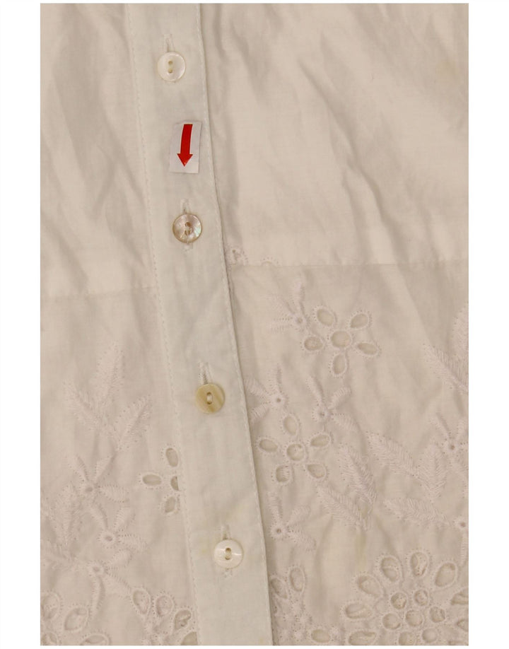 WAREHOUSE Kortærmet skjortebluse til kvinder UK 10 Lille hvid polyester