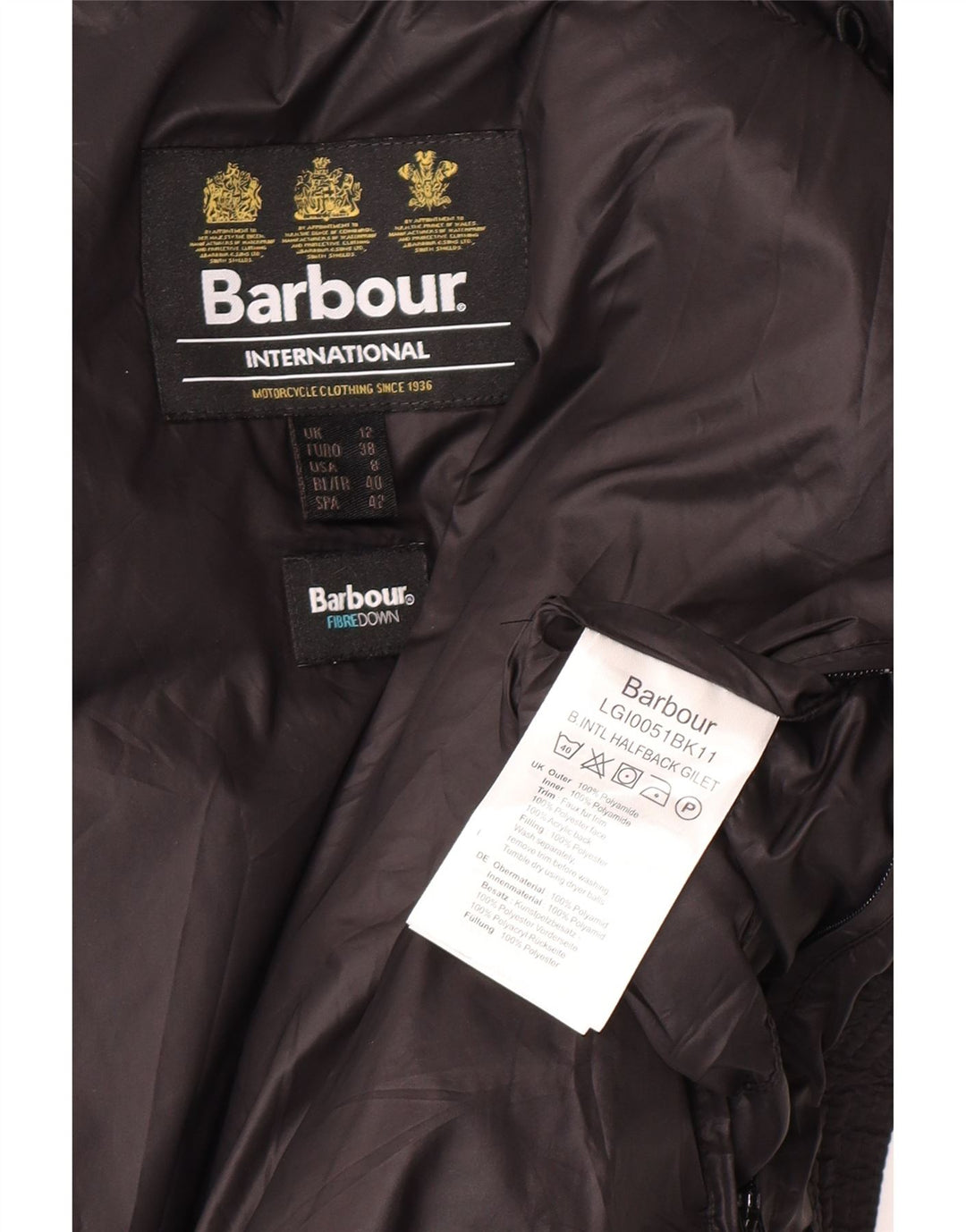 Barbour Womens Polstret Gilet UK 12 Medium Sort Polyamid