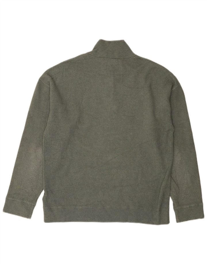 Massimo Dutti Herre Zip Neck Jumper Sweater Stor Grå Viscose