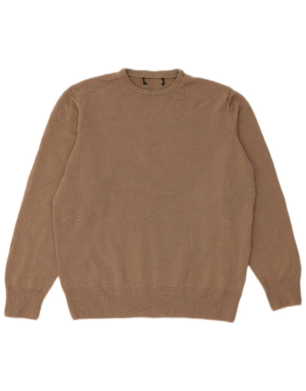 Vintage dame sweater med rund hals DK 14 Medium Beige