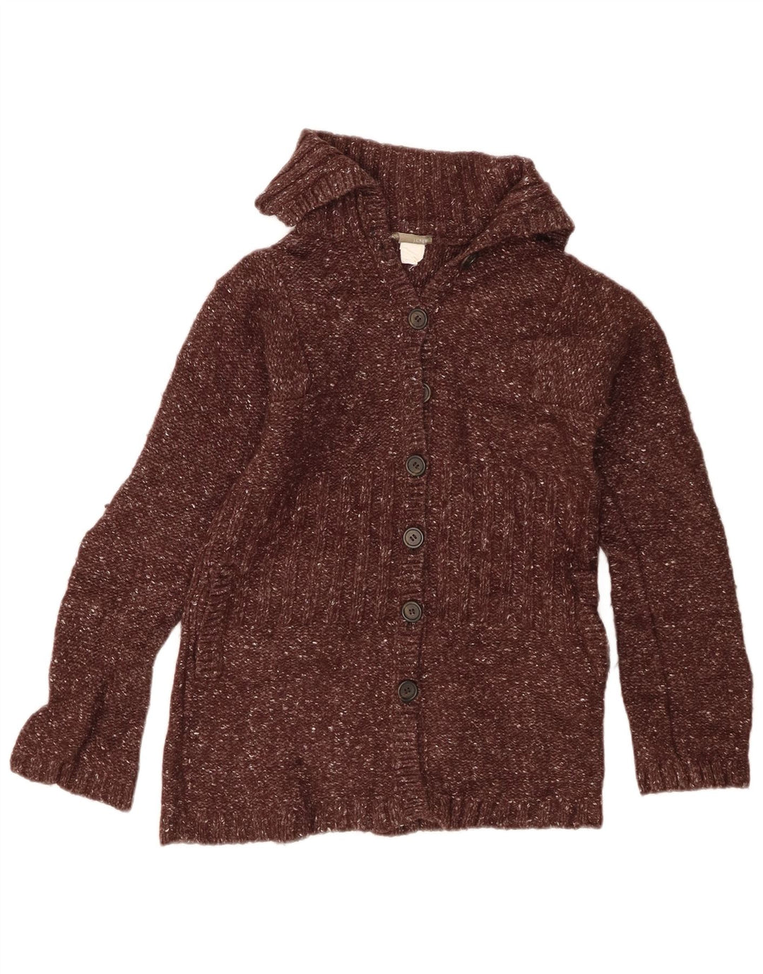 J. CREW Dame cardigan sweater UK 8 Small Brown Flecked