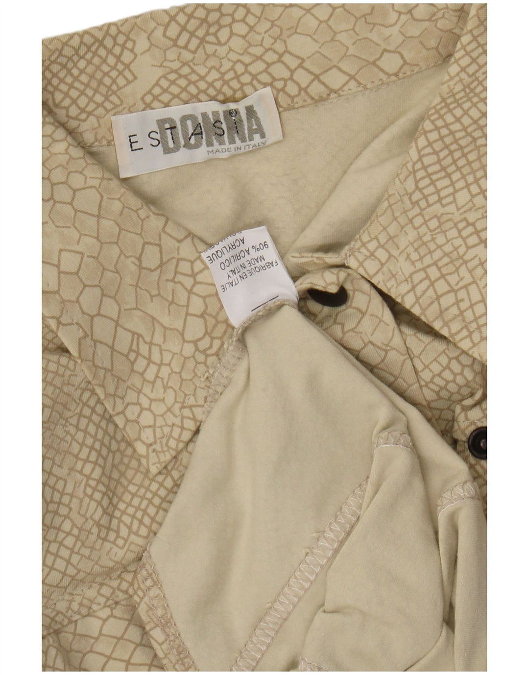 VINTAGE kvinders abstrakt mønster skjorte UK 12 Medium Beige Animal Print