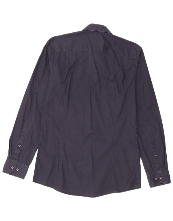 Hugo Boss Herre Extra Slim Fit Skjorte Størrelse 40 Medium Marineblå Bomuld