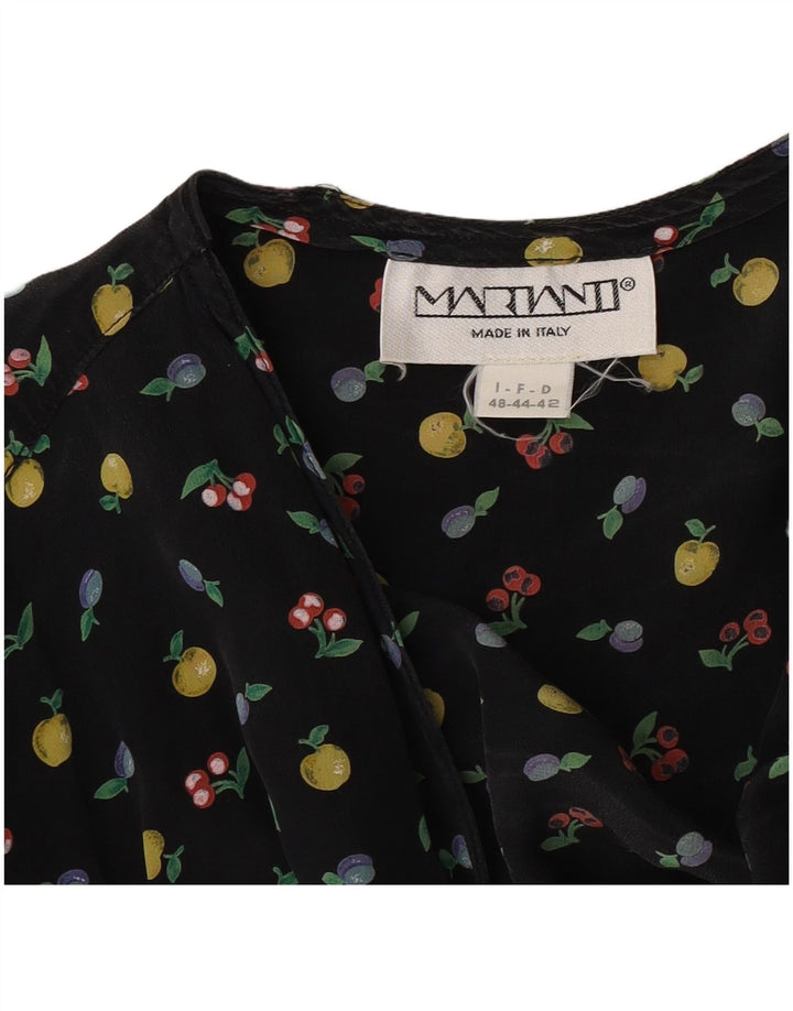 Vintage kvinders abstrakt mønster bluse Top IT 48 XL Sort