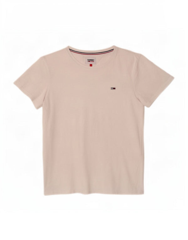 Tommy Hilfiger Dame T-Shirt Top UK 12 Medium Hvid Bomuld