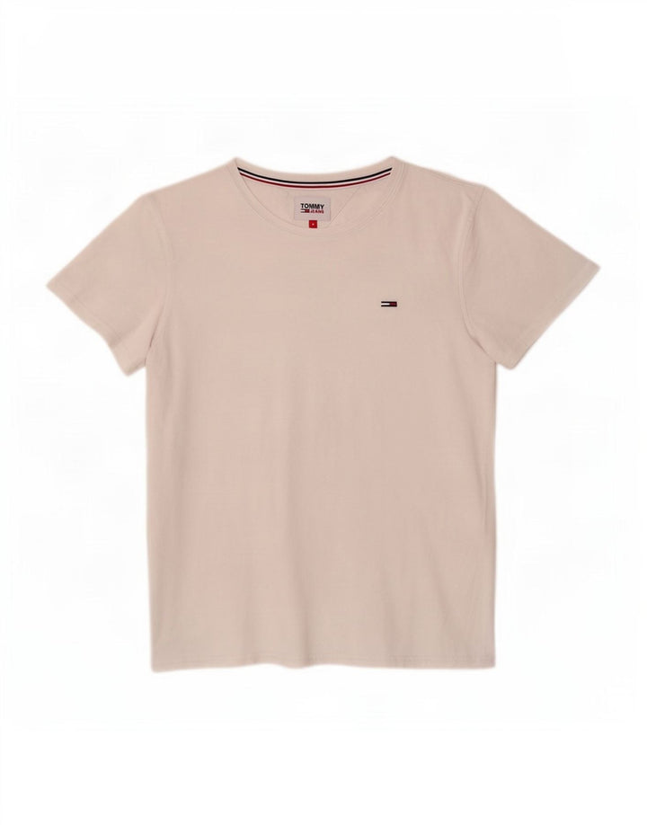 Tommy Hilfiger Dame T-Shirt Top UK 12 Medium Hvid Bomuld