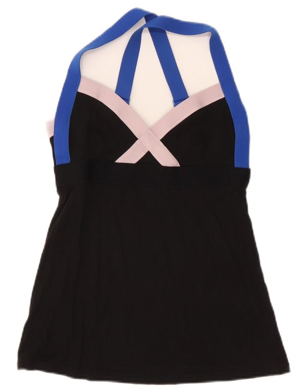 Benetton Womens Crop Halter Top UK 6 XS Black Modal