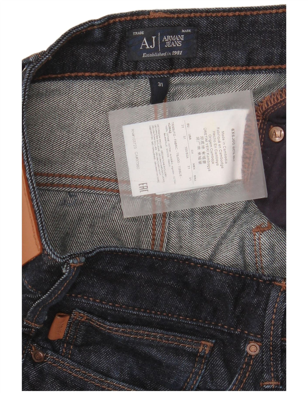 Armani Dame Slim Jeans W31 L34 Marineblå Bomuld