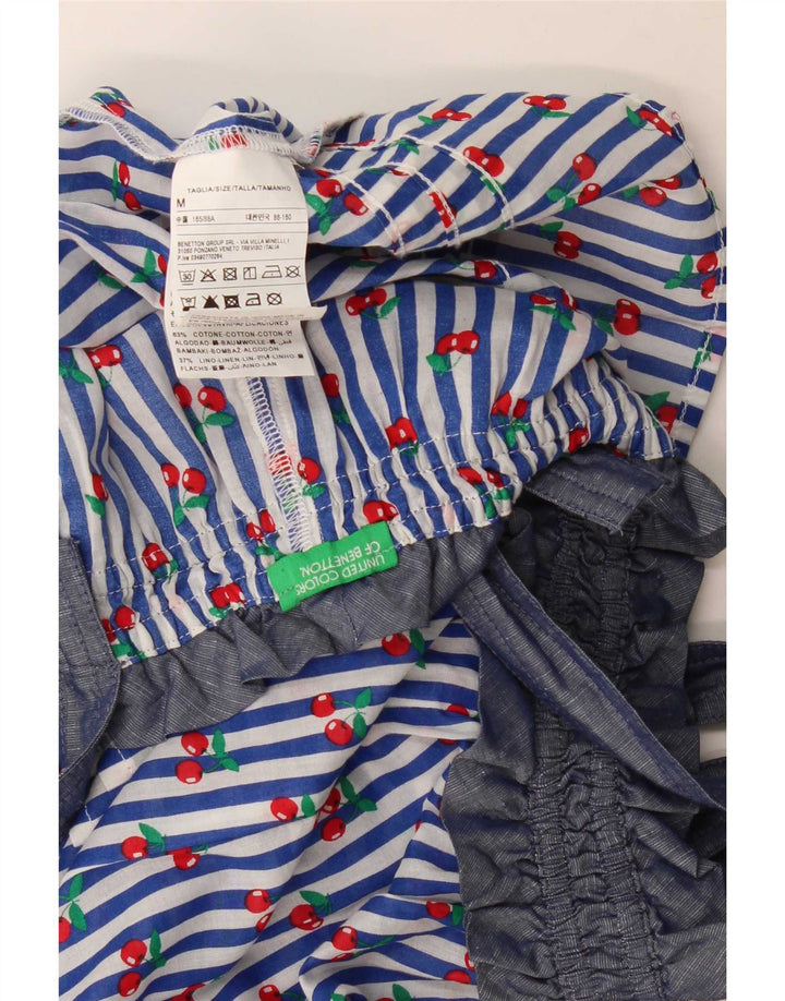 Benetton Dame Crop Cami Top UK 14 Mellem blå stribet bomuld