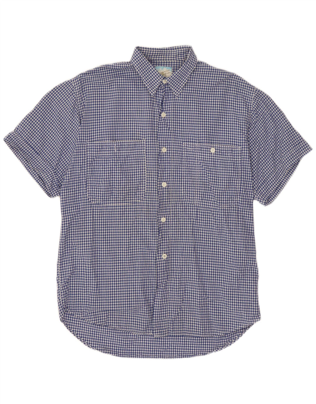 BENETTON Kortærmet Herreskjorte XL Blå Gingham