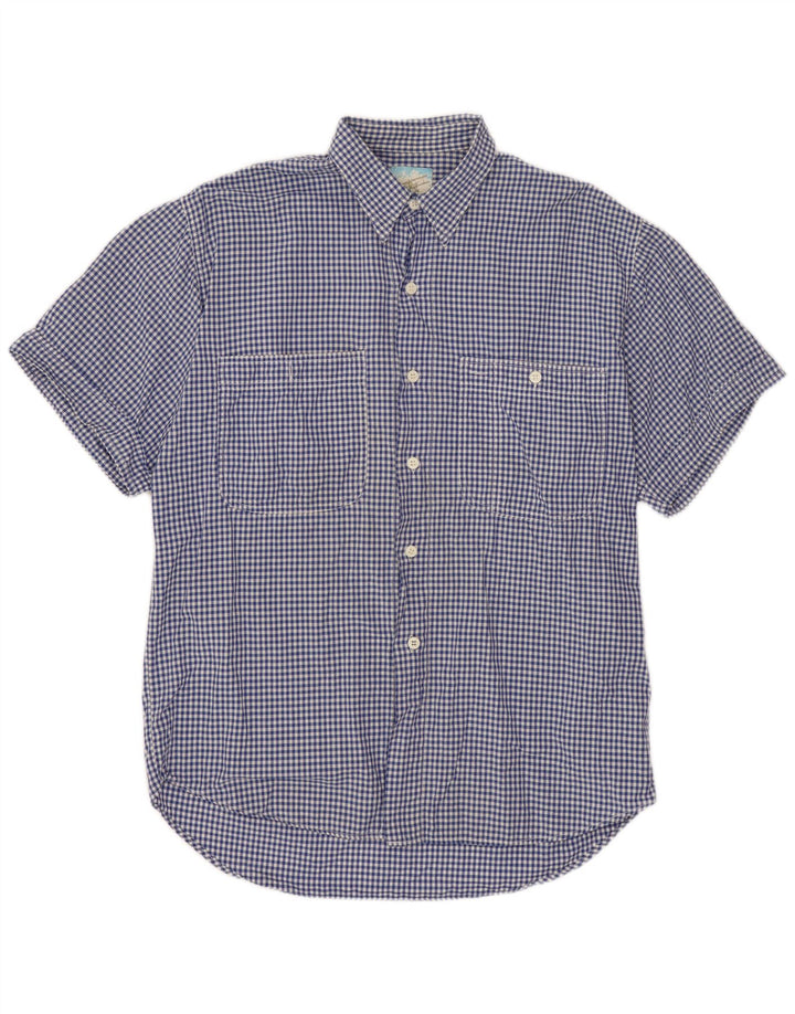 BENETTON Kortærmet Herreskjorte XL Blå Gingham