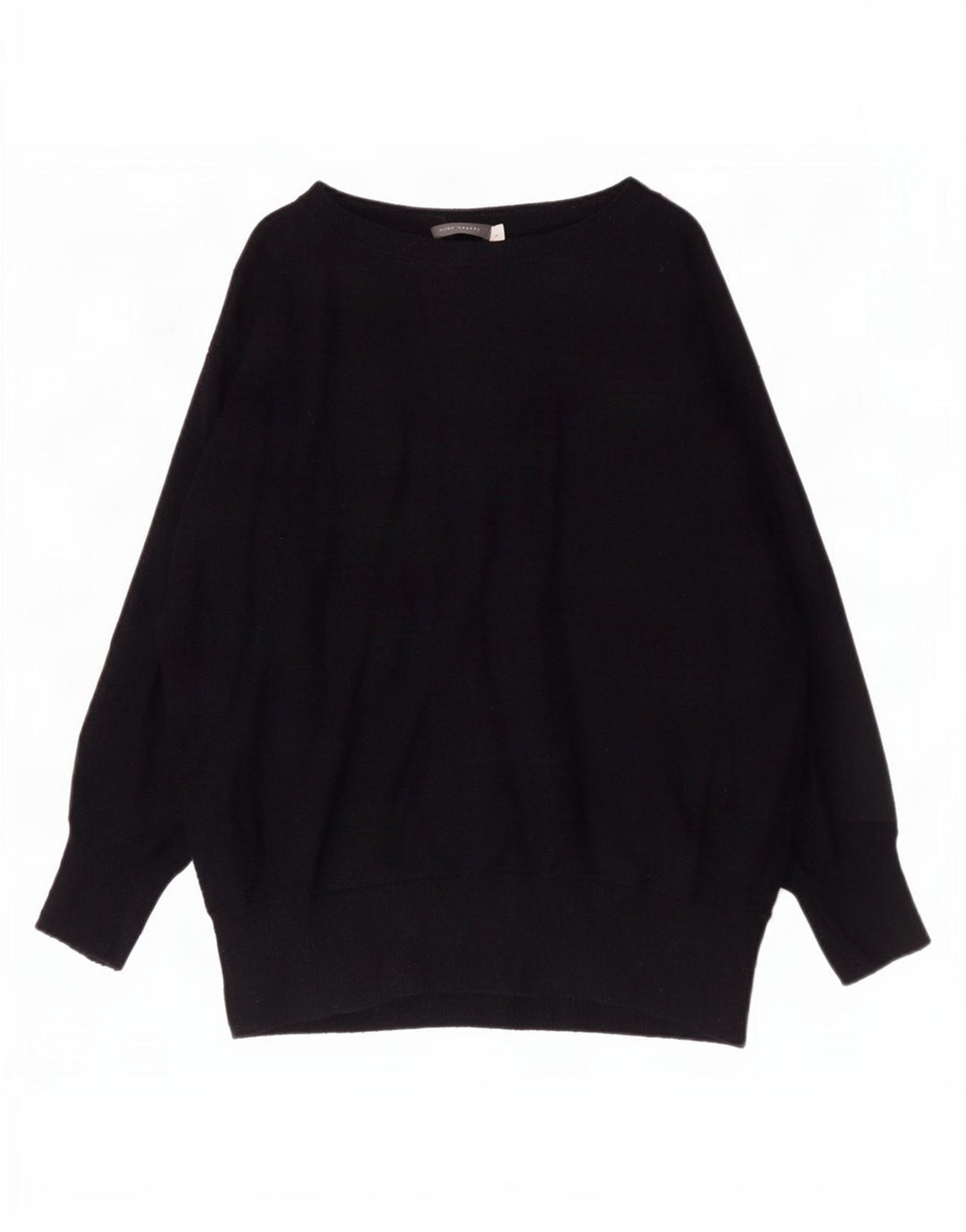 MINT FLØJEL Dame Oversized Boat Neck Jumper Sweater UK 14 Medium Sort