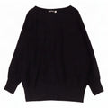 MINT FLØJEL Dame Oversized Boat Neck Jumper Sweater UK 14 Medium Sort