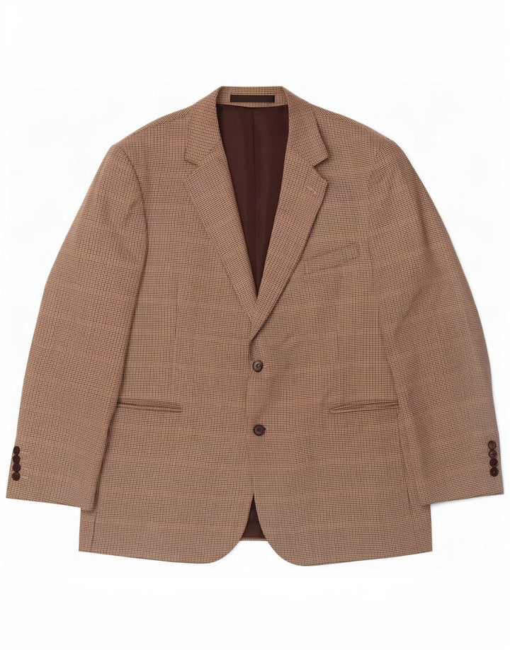 Marks & Spencer Herre 2-knaps blazerjakke UK 46 XL Beige Houndstooth