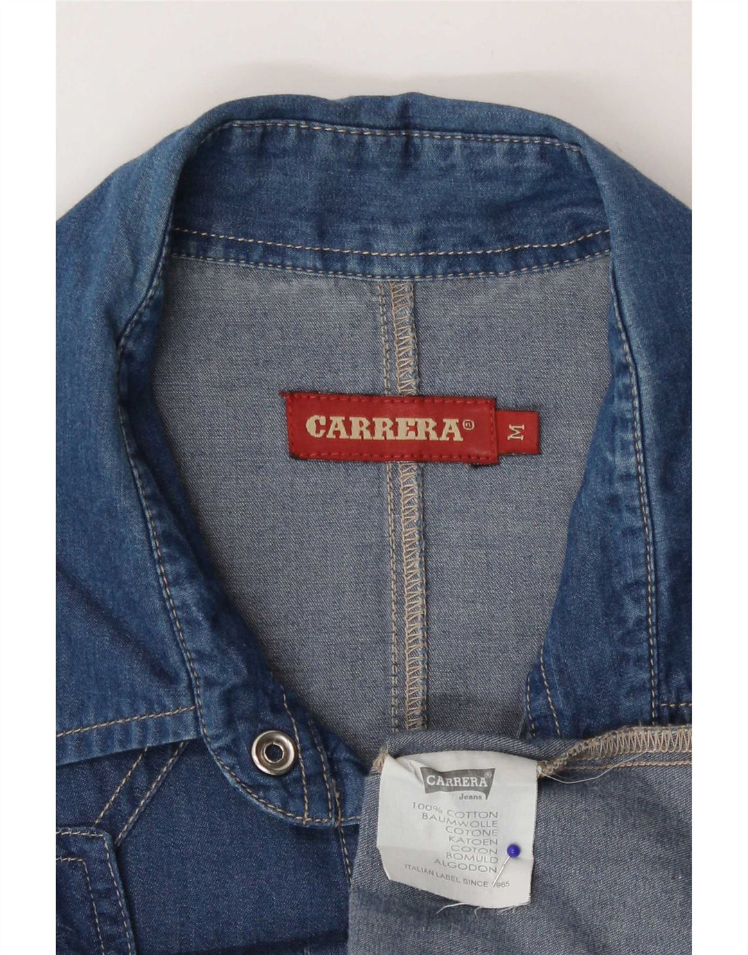 Carrera Dame Denim Shirt UK 12 Medium Blue Cotton
