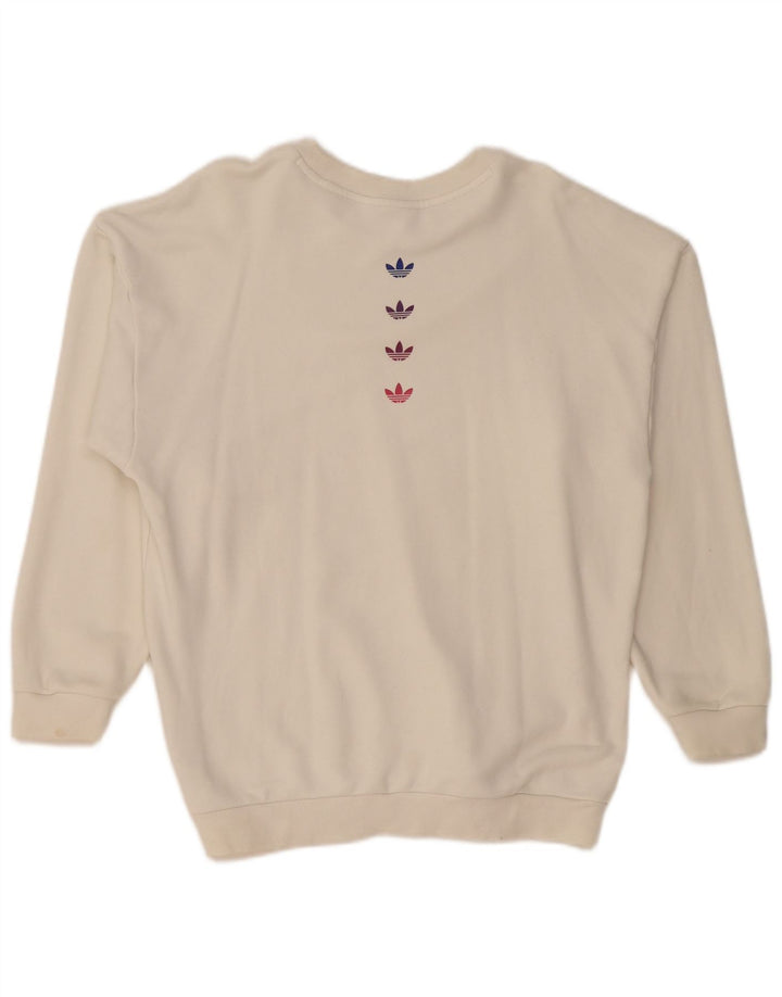Adidas Dame Grafisk Oversized Sweatshirt Jumper UK 10 Small Off White