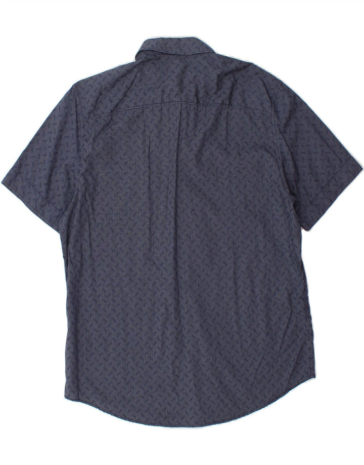CALVIN KLEIN Mens Short Sleeve Shirt Large Navy Blue Check Cotton Vintage Calvin Klein and Second-Hand Calvin Klein from Messina Hembry 