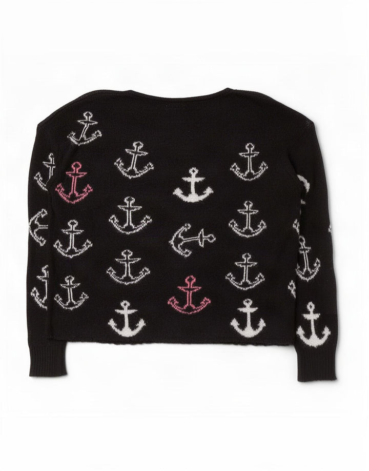Superdry Dame Boat Neck Jumper Sweater UK 14 Medium Black