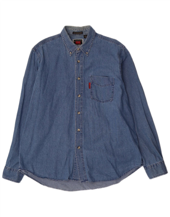 Wrangler denimskjorte til mænd, stor blå bomuld